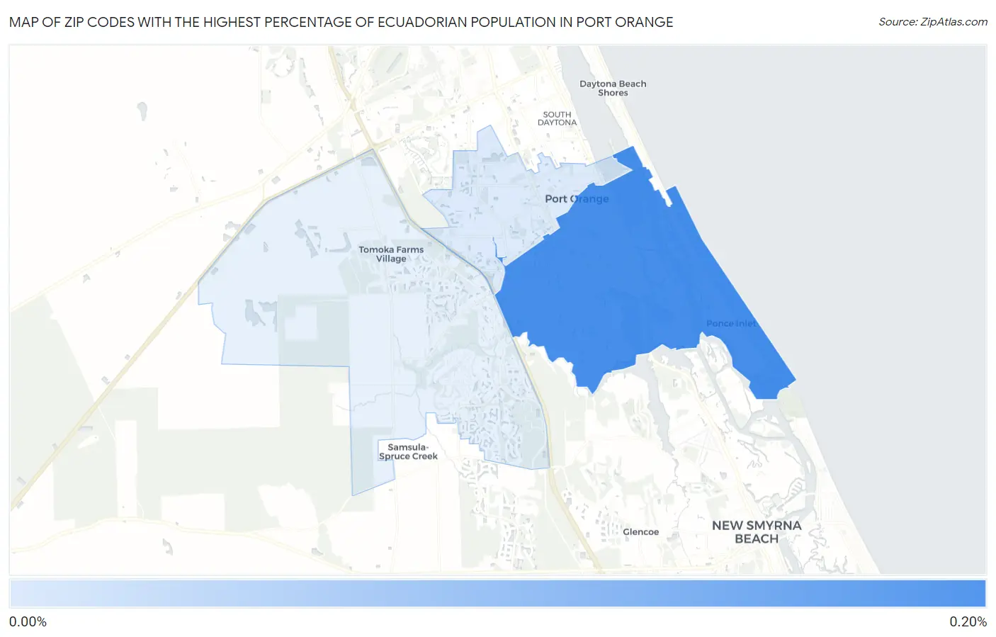 Zip Codes with the Highest Percentage of Ecuadorian Population in Port Orange Map