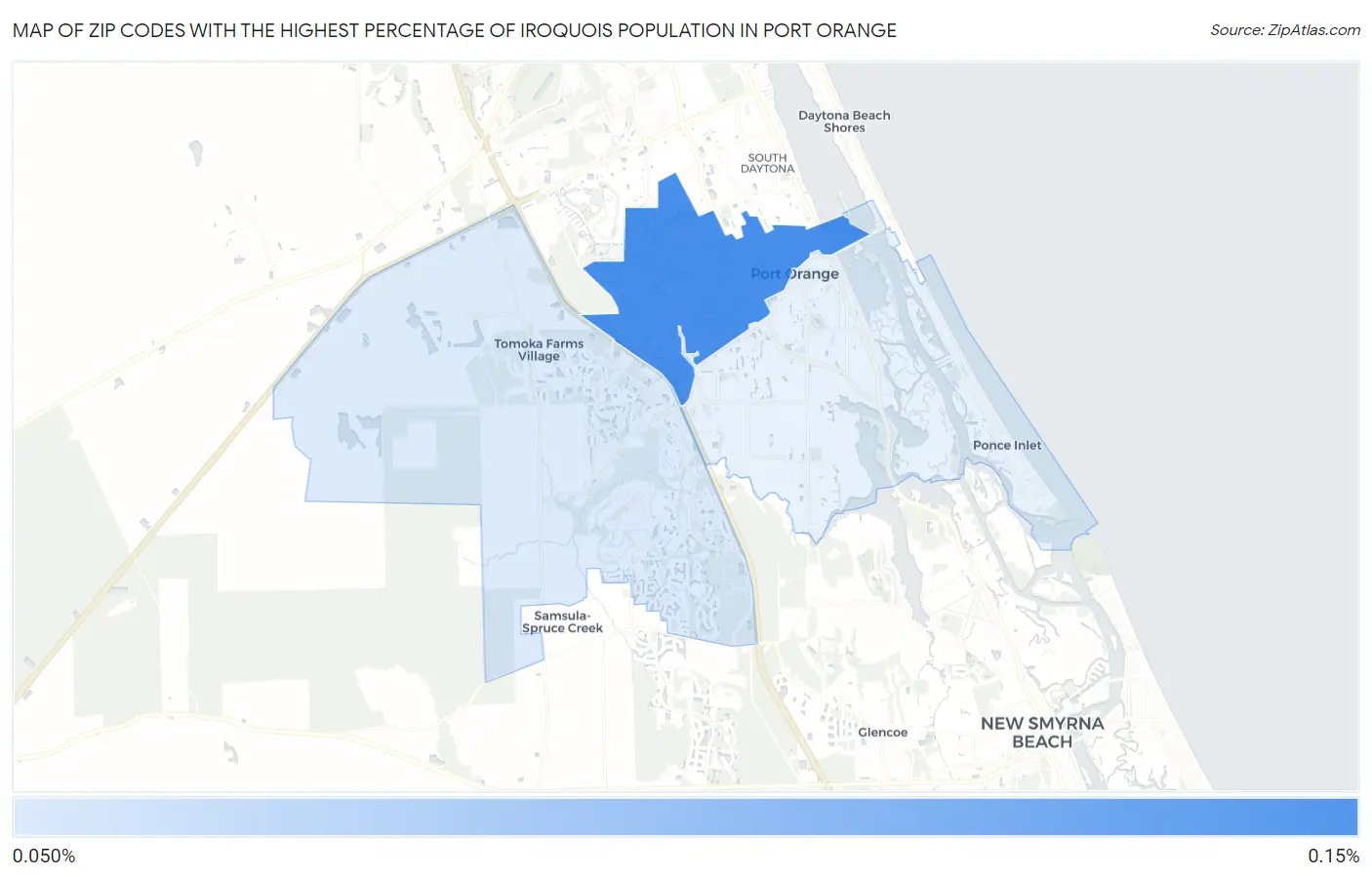 Zip Codes with the Highest Percentage of Iroquois Population in Port Orange Map