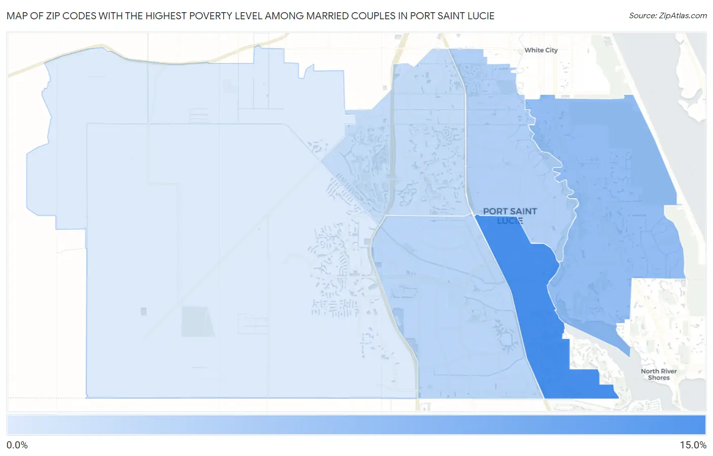 Zip Codes with the Highest Poverty Level Among Married Couples in Port Saint Lucie Map
