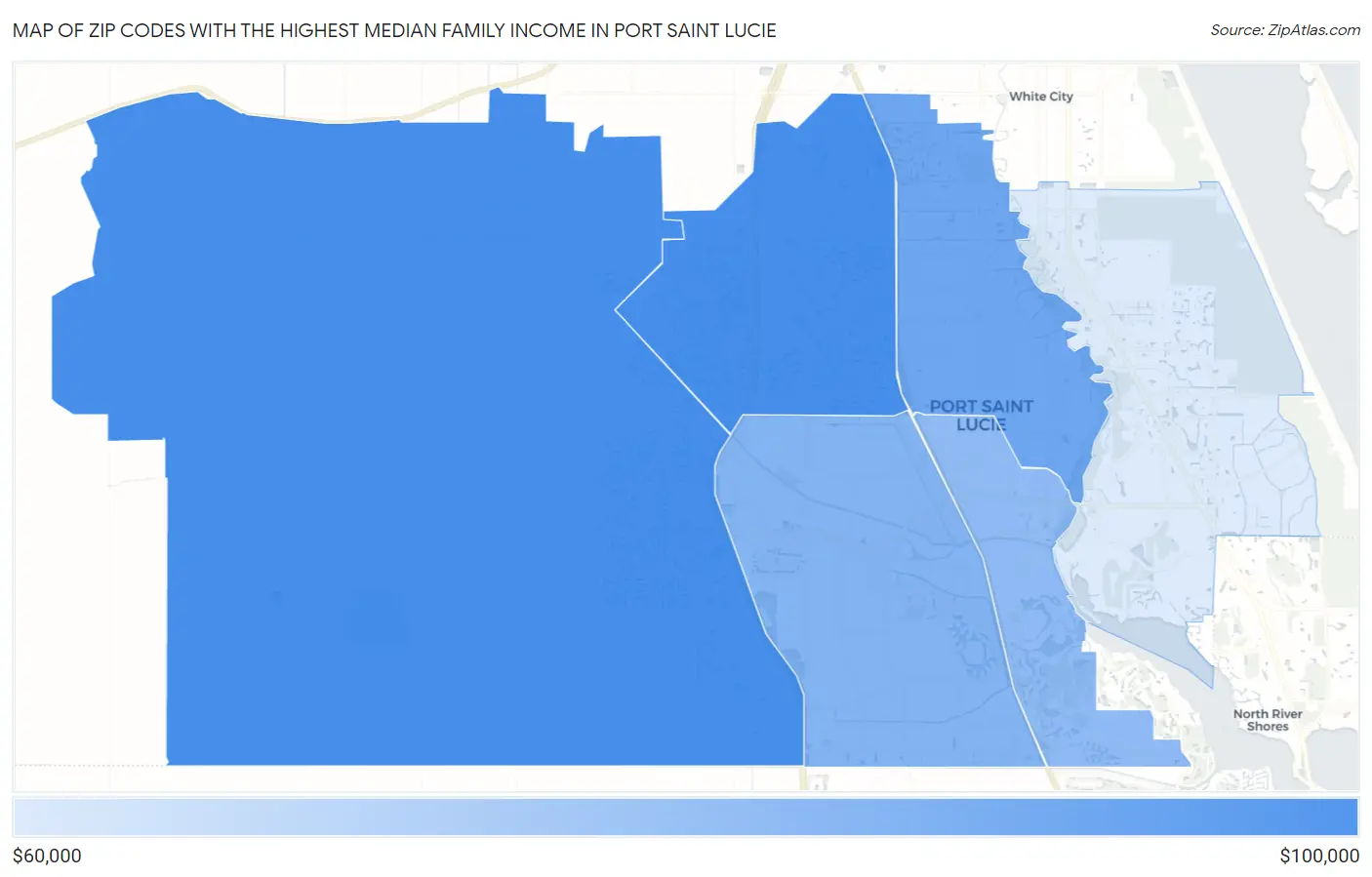 Zip Codes with the Highest Median Family Income in Port Saint Lucie Map