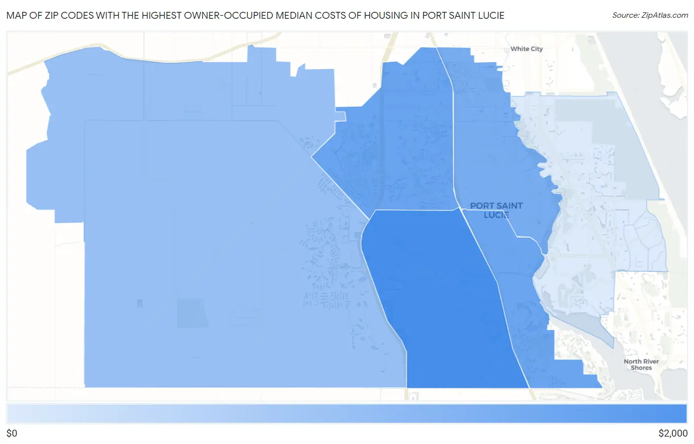 Zip Codes with the Highest Owner-Occupied Median Costs of Housing in Port Saint Lucie Map