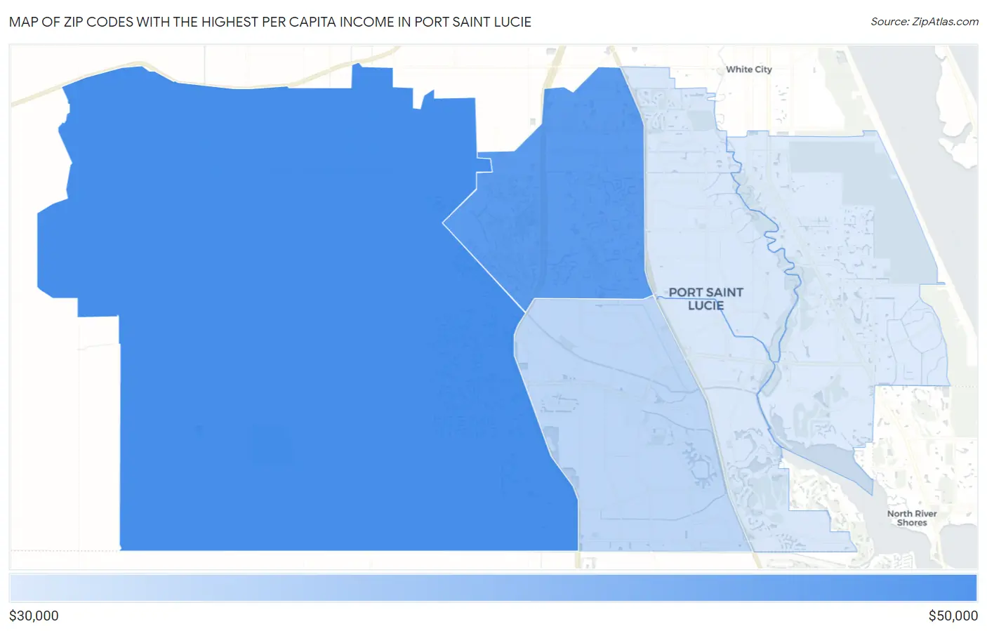 Zip Codes with the Highest Per Capita Income in Port Saint Lucie Map