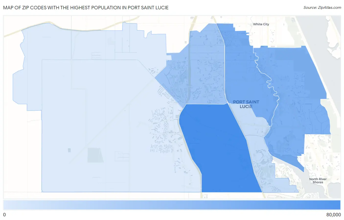 Zip Codes with the Highest Population in Port Saint Lucie Map