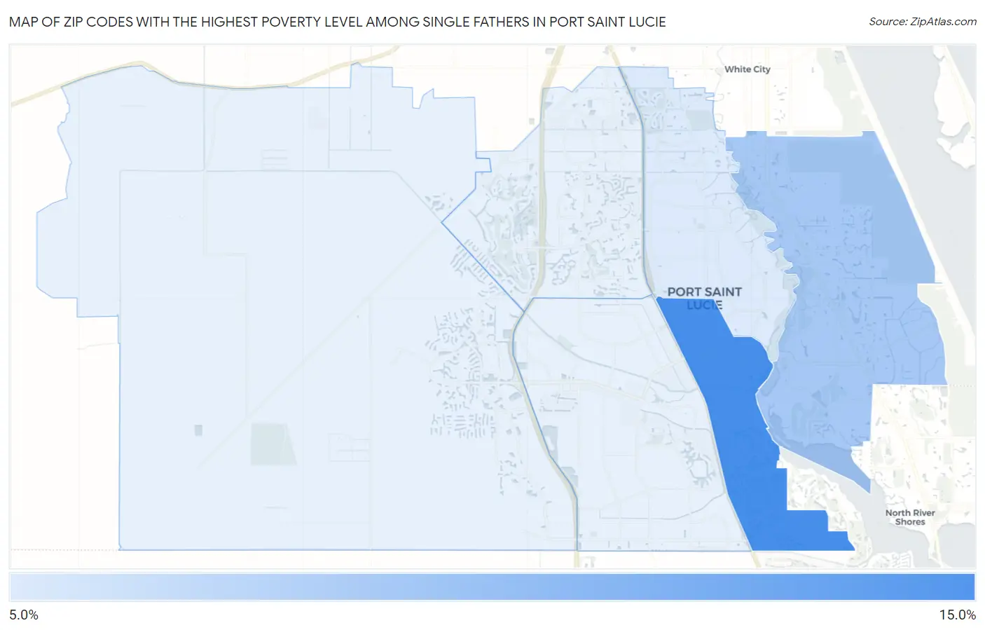 Zip Codes with the Highest Poverty Level Among Single Fathers in Port Saint Lucie Map