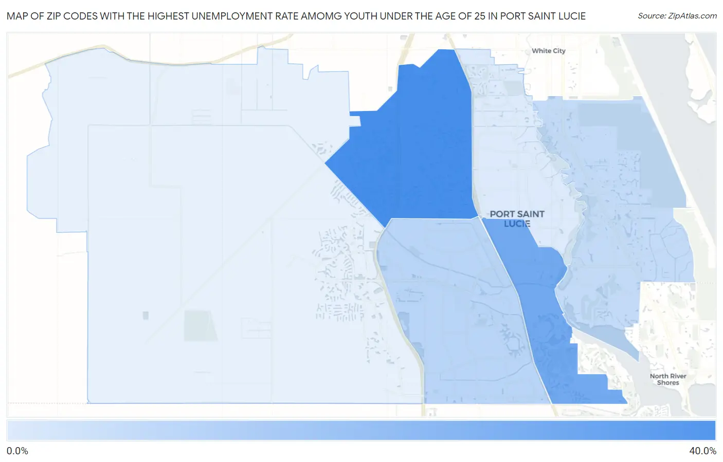 Zip Codes with the Highest Unemployment Rate Amomg Youth Under the Age of 25 in Port Saint Lucie Map