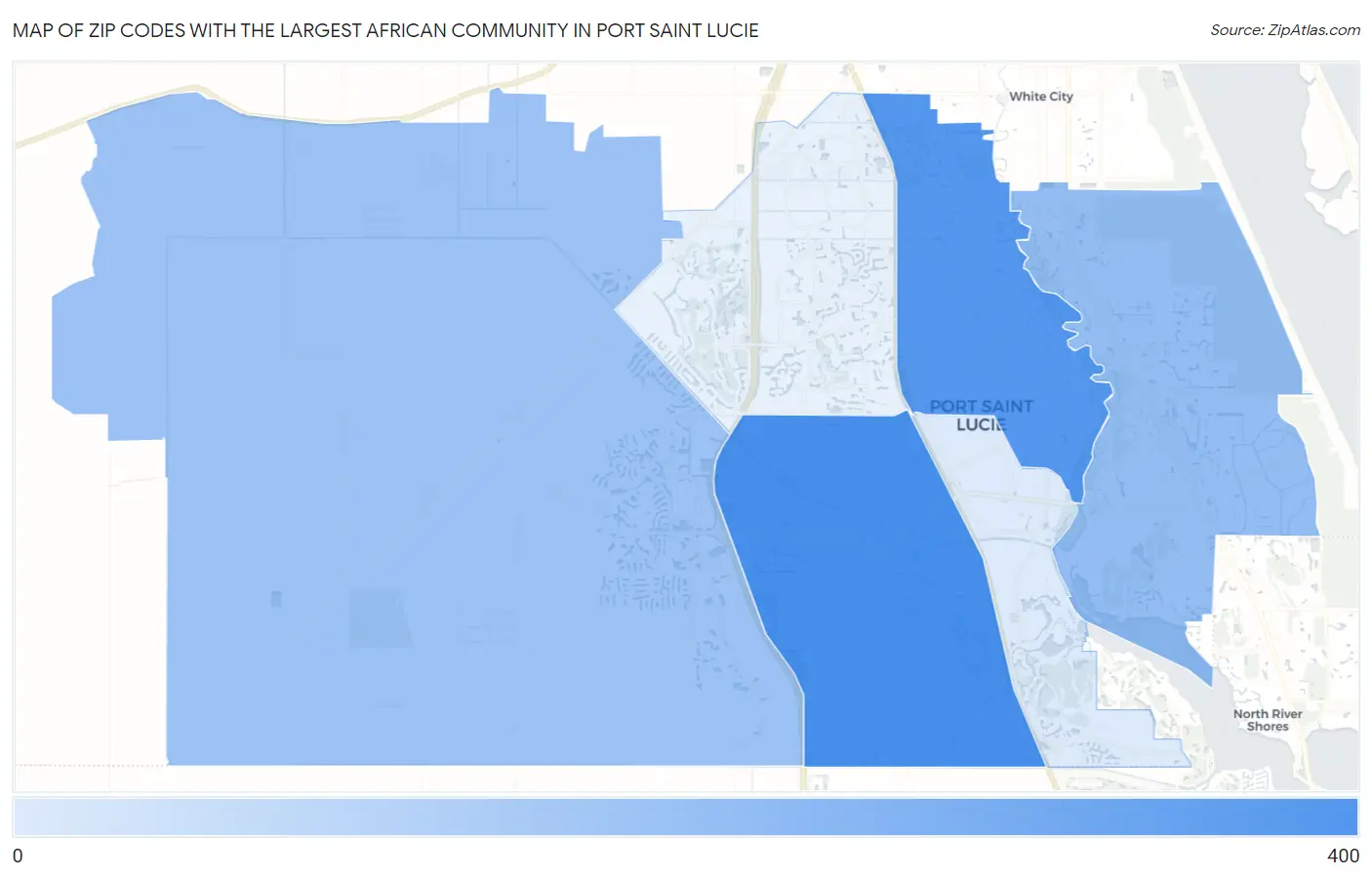 Zip Codes with the Largest African Community in Port Saint Lucie Map