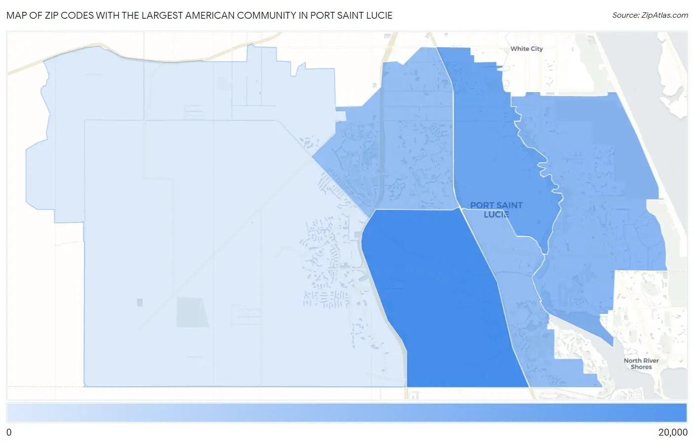 Zip Codes with the Largest American Community in Port Saint Lucie Map