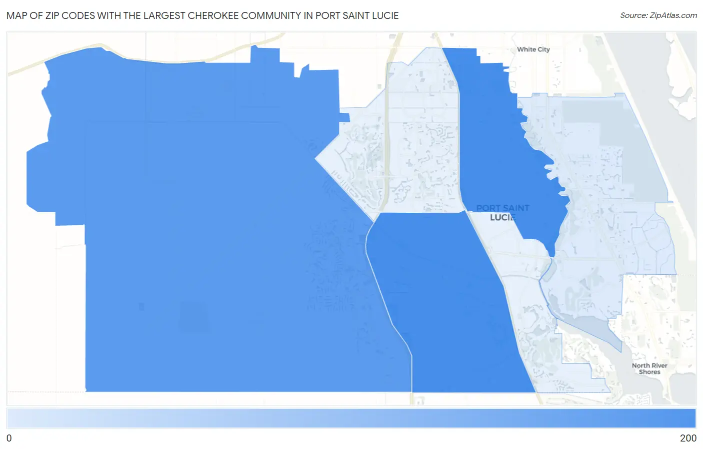 Zip Codes with the Largest Cherokee Community in Port Saint Lucie Map