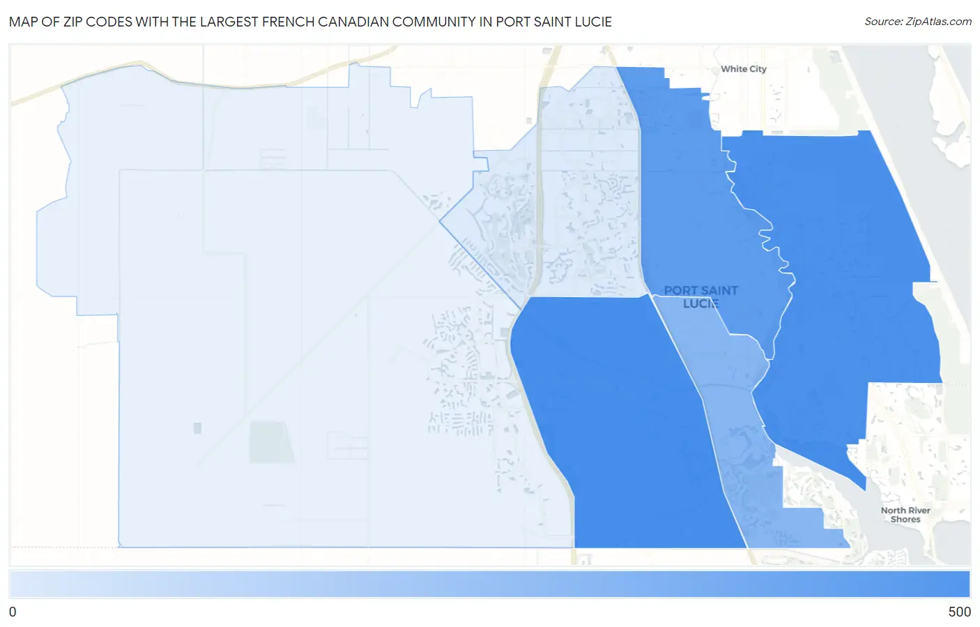 Zip Codes with the Largest French Canadian Community in Port Saint Lucie Map