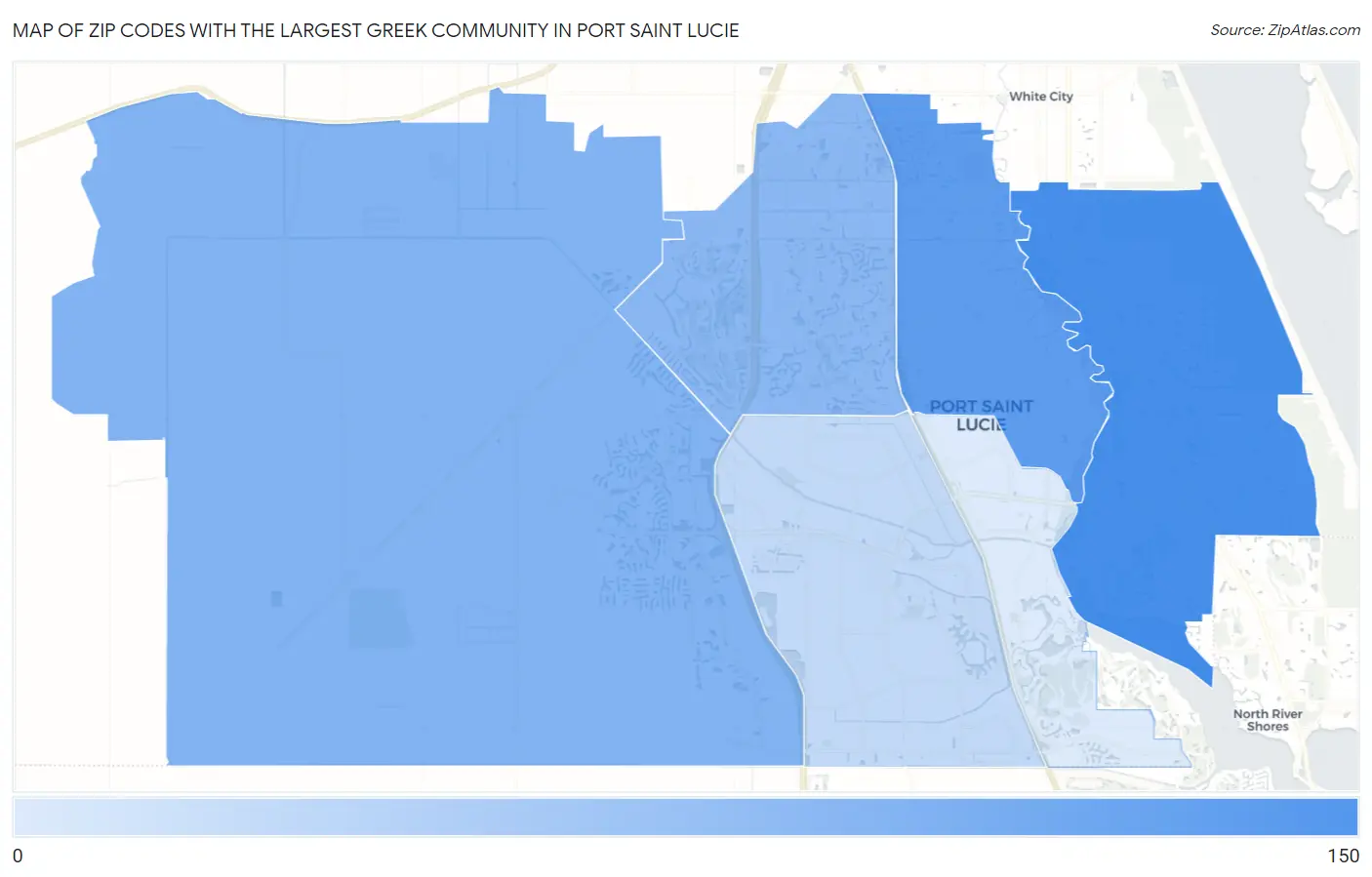 Zip Codes with the Largest Greek Community in Port Saint Lucie Map