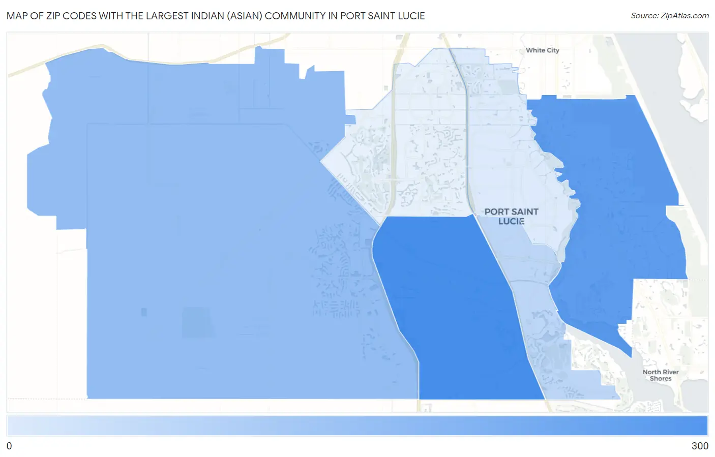 Zip Codes with the Largest Indian (Asian) Community in Port Saint Lucie Map
