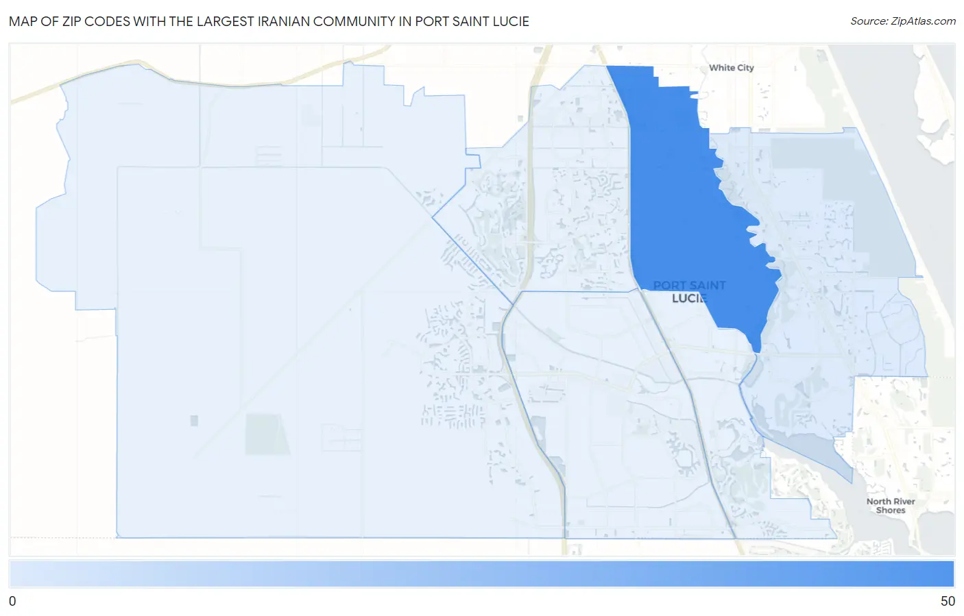 Zip Codes with the Largest Iranian Community in Port Saint Lucie Map