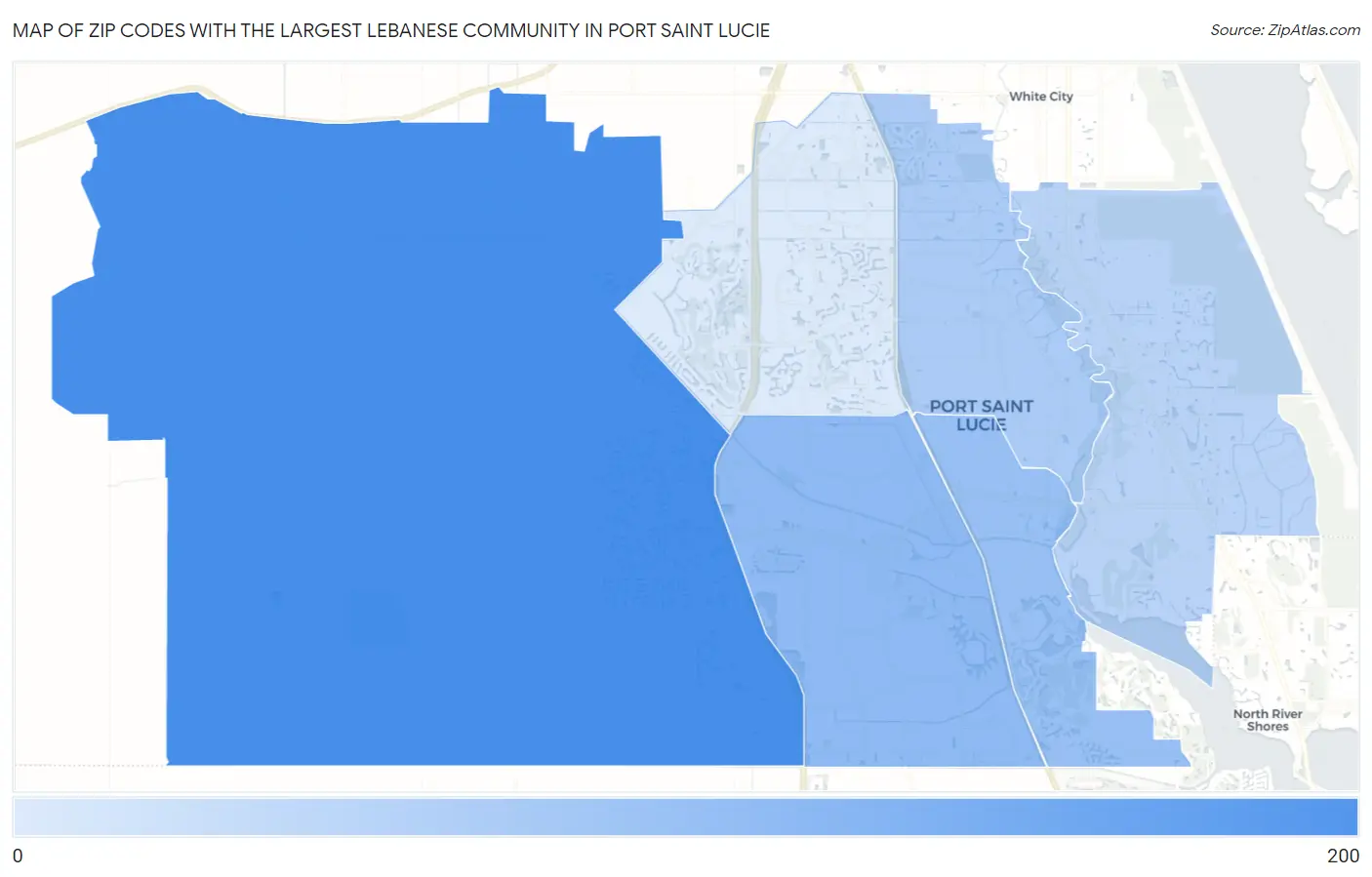 Zip Codes with the Largest Lebanese Community in Port Saint Lucie Map