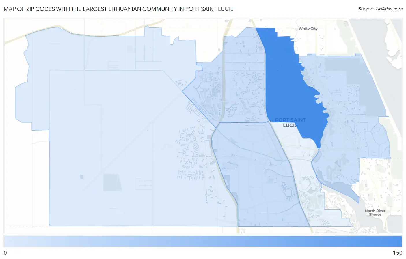Zip Codes with the Largest Lithuanian Community in Port Saint Lucie Map