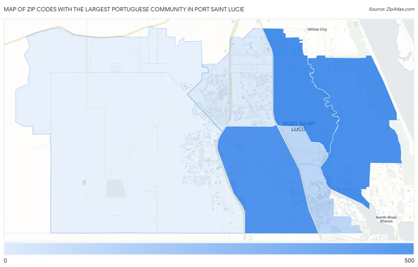 Zip Codes with the Largest Portuguese Community in Port Saint Lucie Map