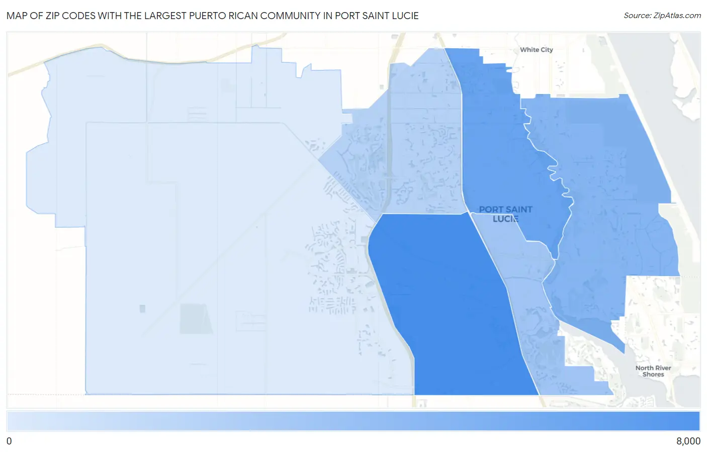 Zip Codes with the Largest Puerto Rican Community in Port Saint Lucie Map