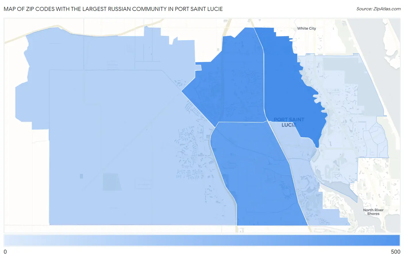 Zip Codes with the Largest Russian Community in Port Saint Lucie Map