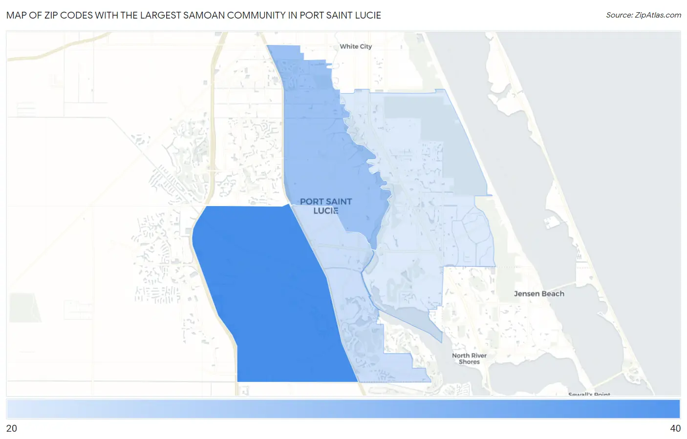 Zip Codes with the Largest Samoan Community in Port Saint Lucie Map
