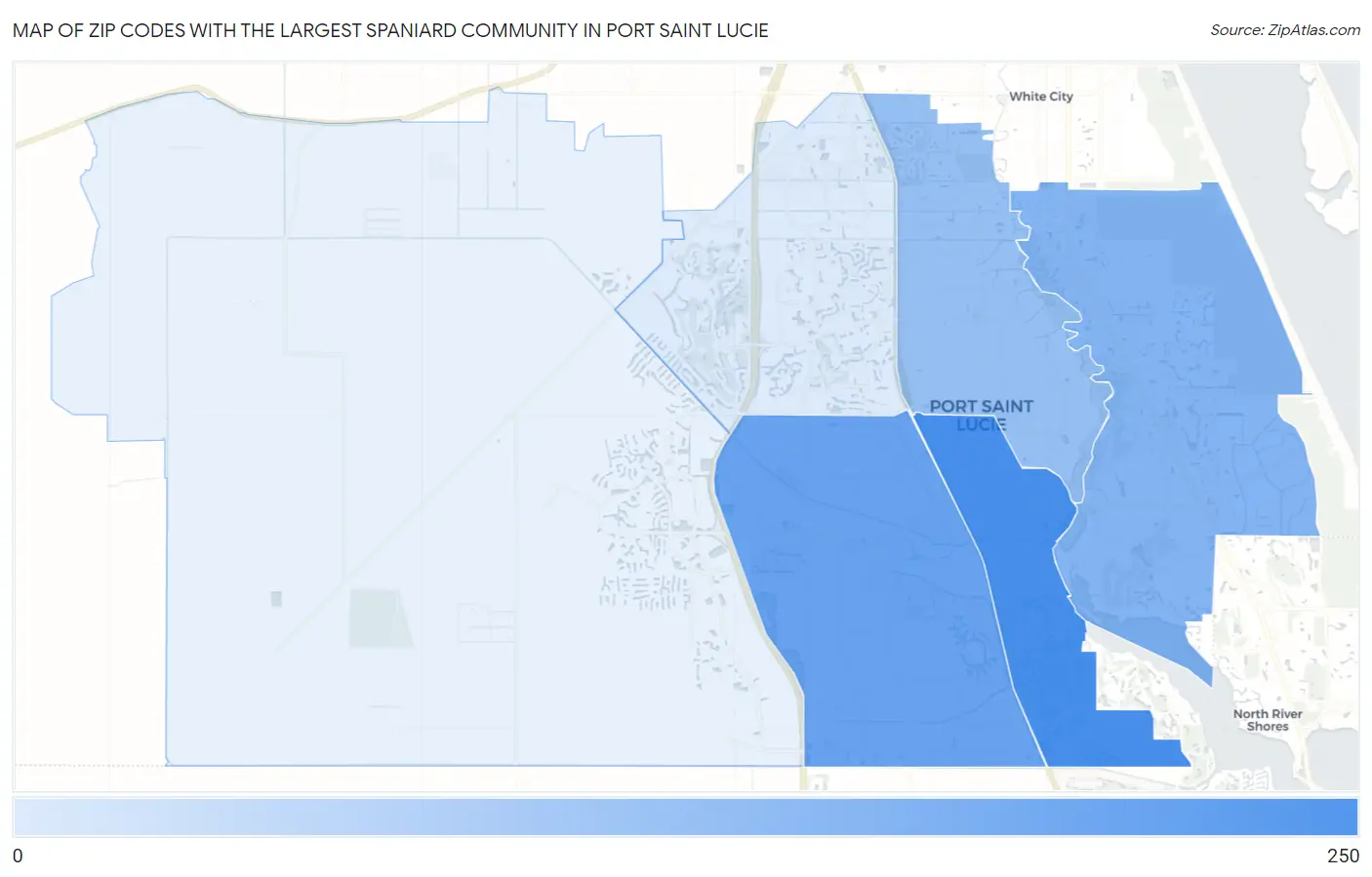 Zip Codes with the Largest Spaniard Community in Port Saint Lucie Map