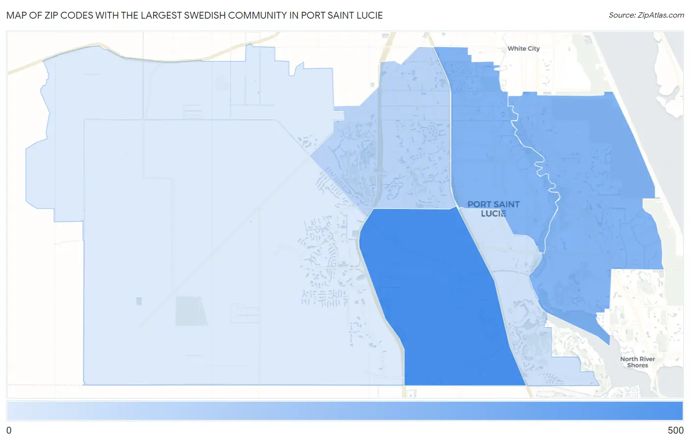 Zip Codes with the Largest Swedish Community in Port Saint Lucie Map