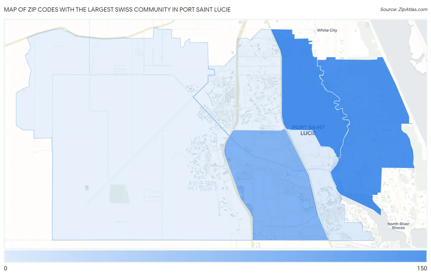 Zip Codes with the Largest Swiss Community in Port Saint Lucie Map