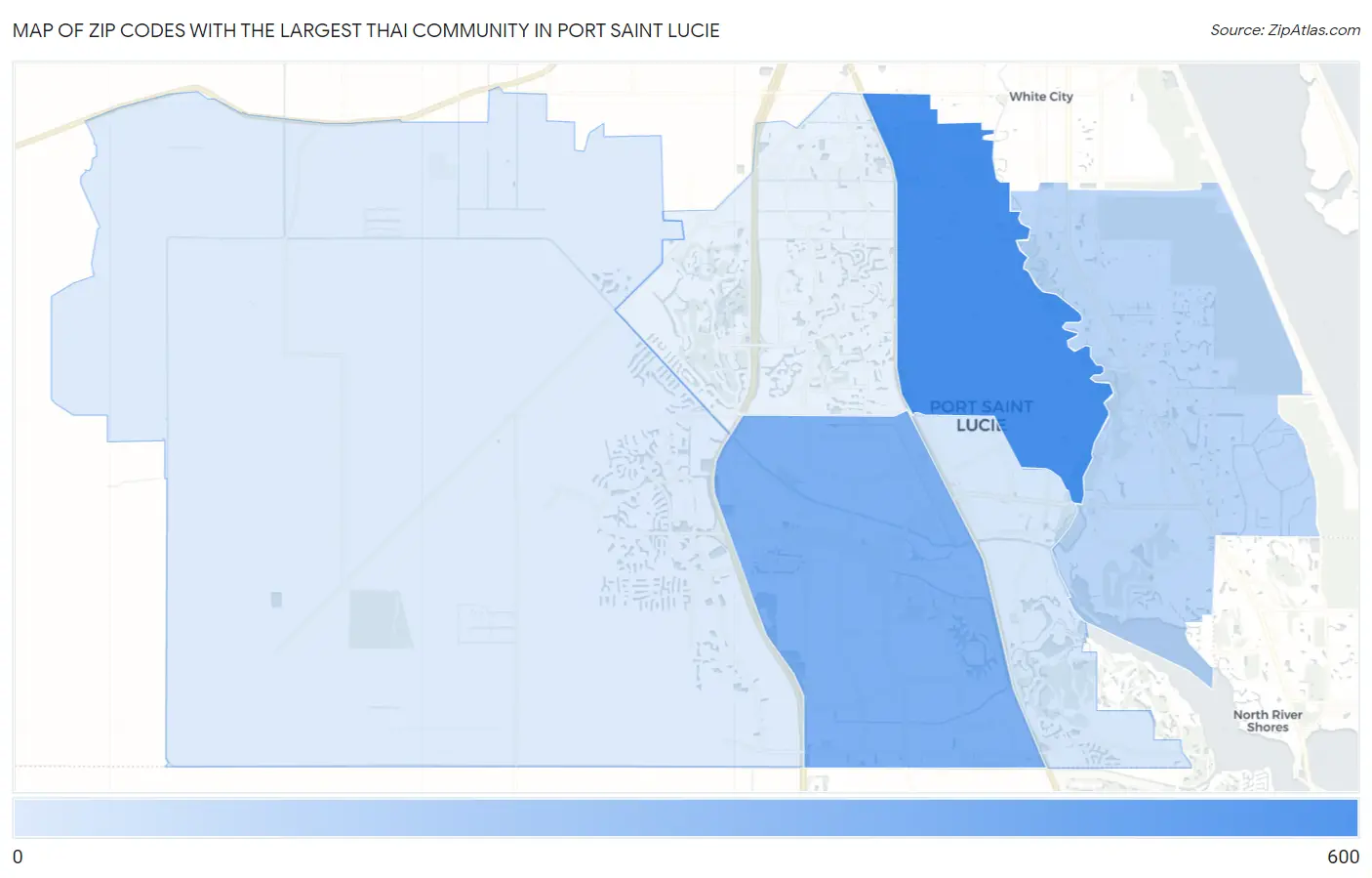 Zip Codes with the Largest Thai Community in Port Saint Lucie Map