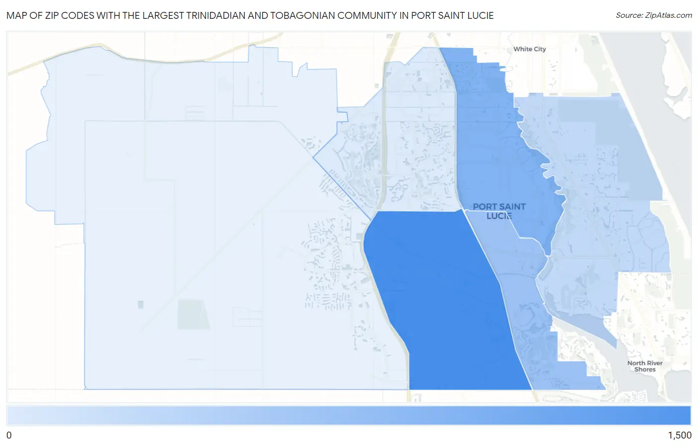 Zip Codes with the Largest Trinidadian and Tobagonian Community in Port Saint Lucie Map