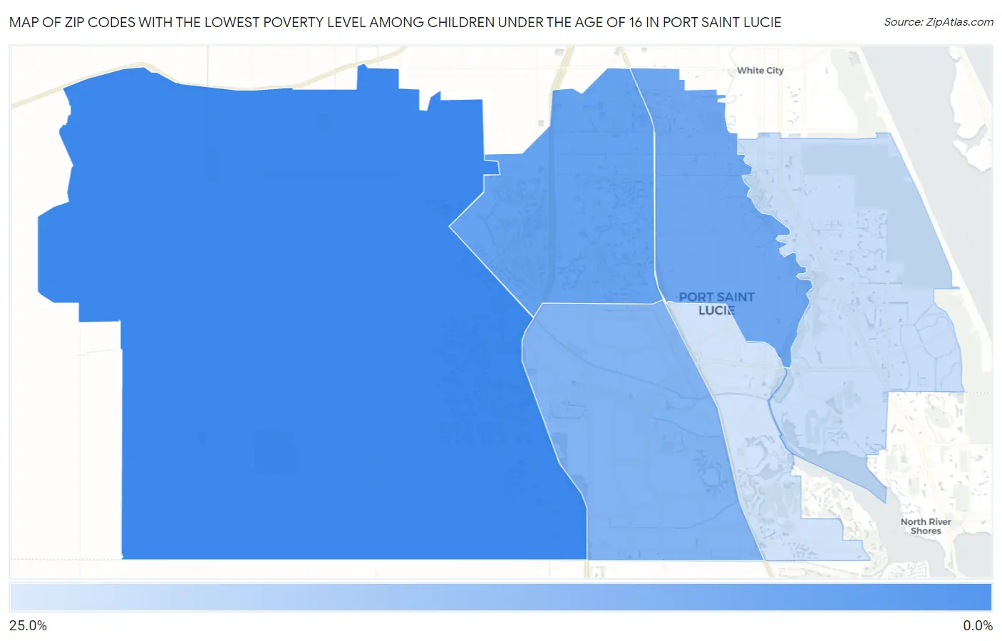 Zip Codes with the Lowest Poverty Level Among Children Under the Age of 16 in Port Saint Lucie Map