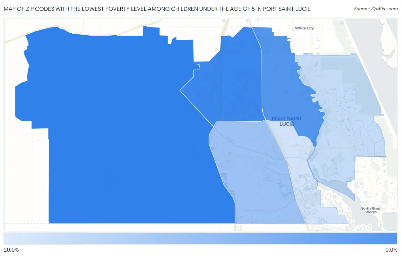 Zip Codes with the Lowest Poverty Level Among Children Under the Age of 5 in Port Saint Lucie Map