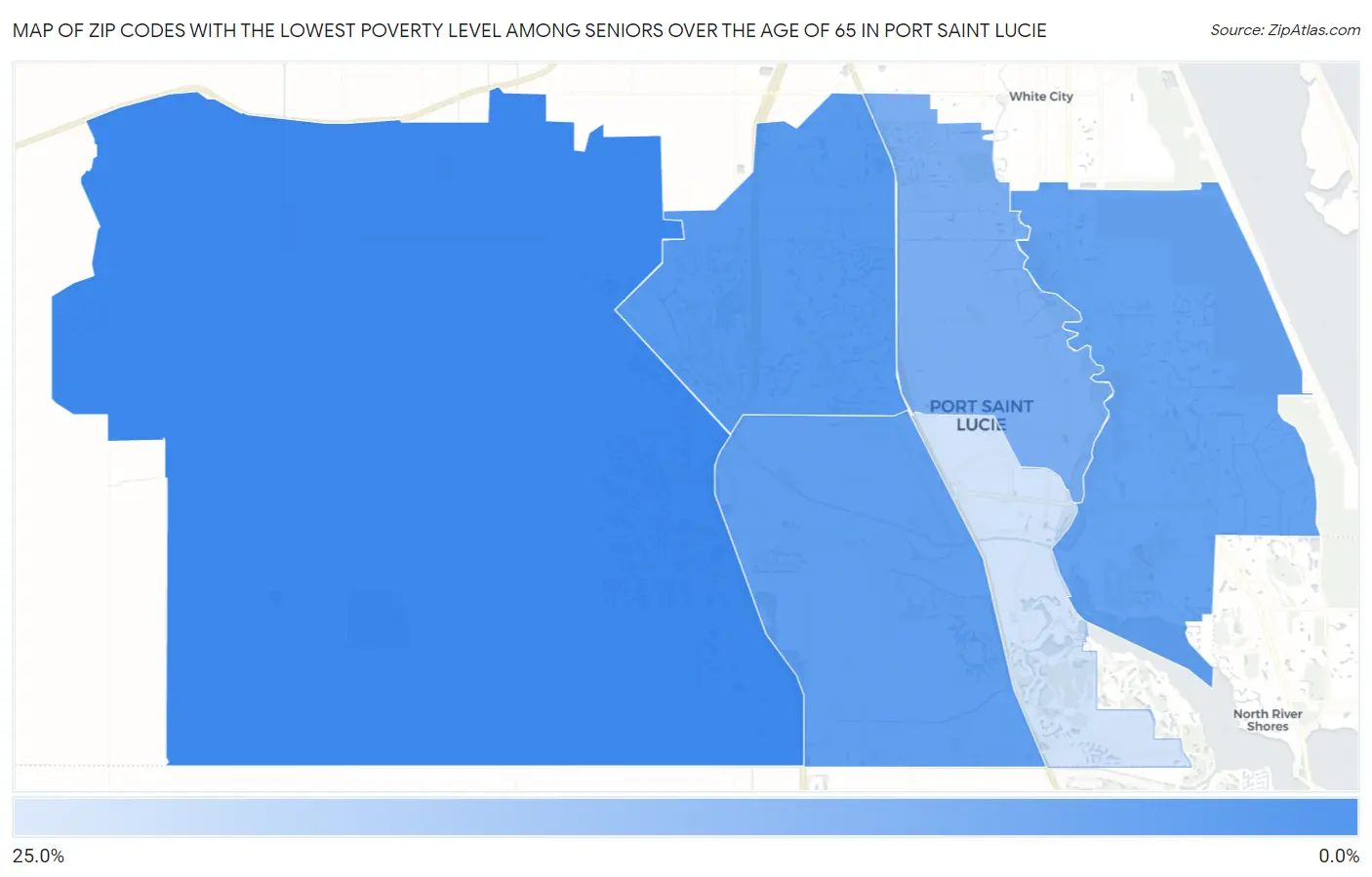 Zip Codes with the Lowest Poverty Level Among Seniors Over the Age of 65 in Port Saint Lucie Map