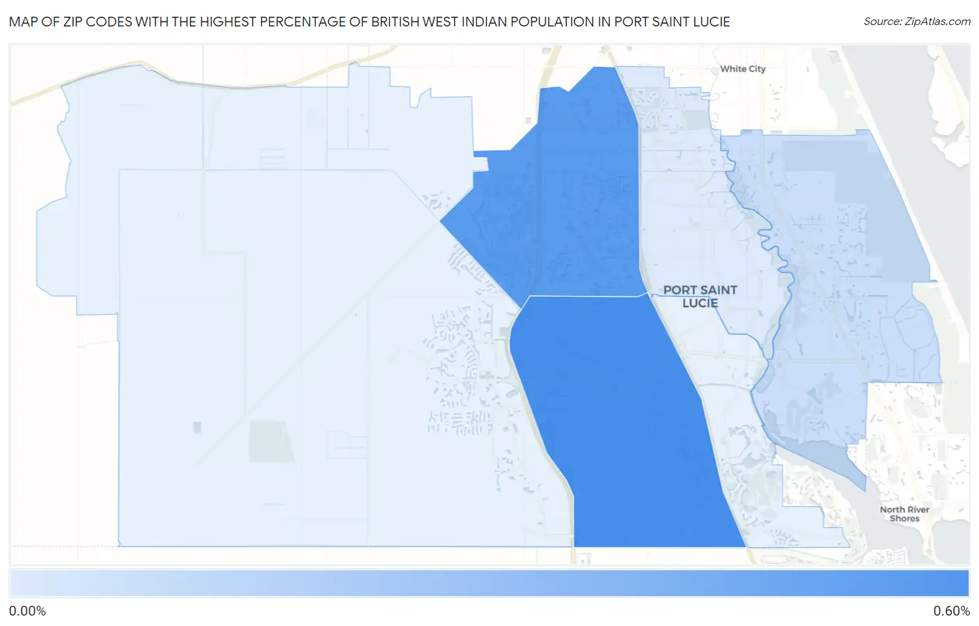 Zip Codes with the Highest Percentage of British West Indian Population in Port Saint Lucie Map
