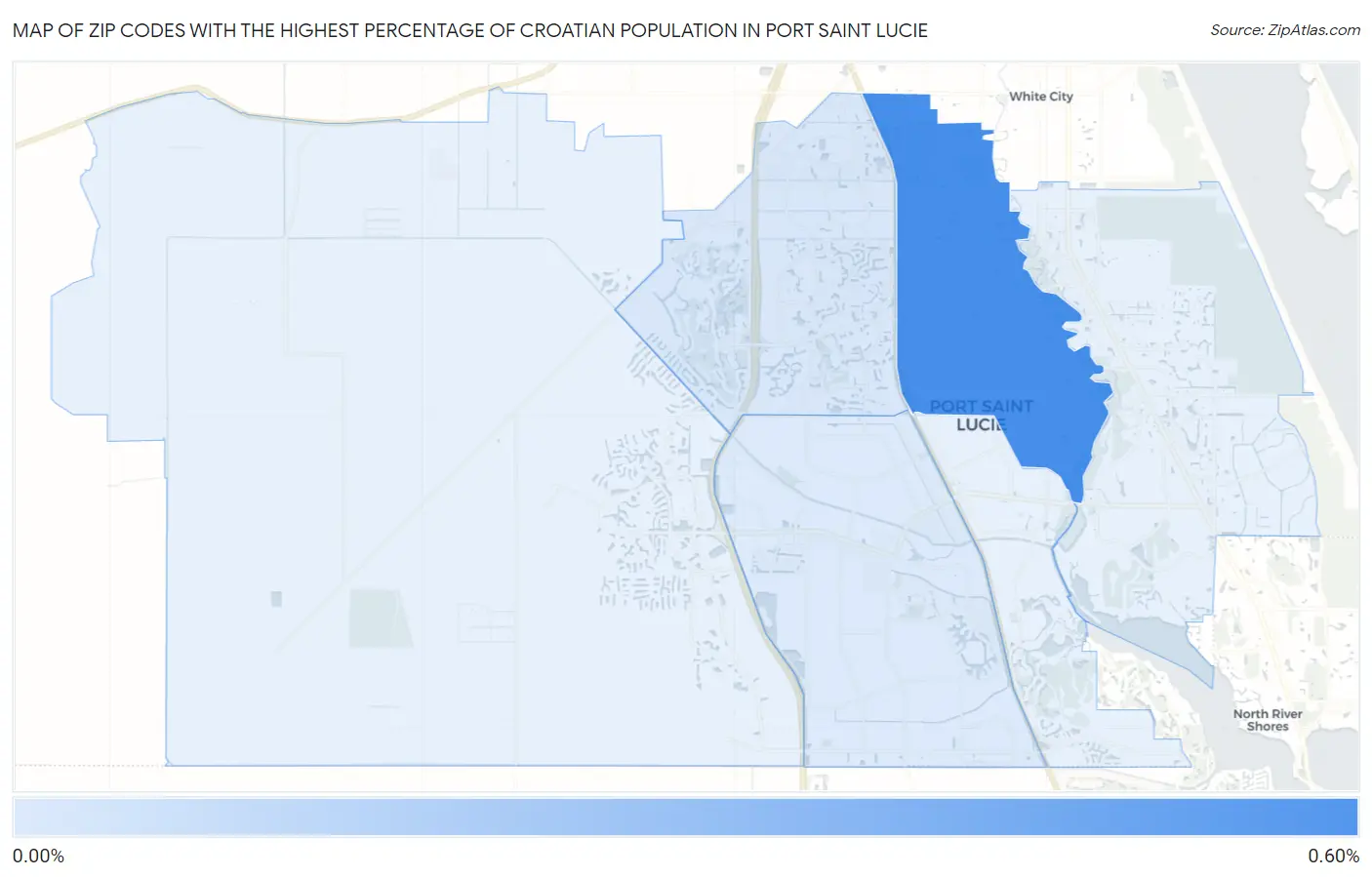Zip Codes with the Highest Percentage of Croatian Population in Port Saint Lucie Map