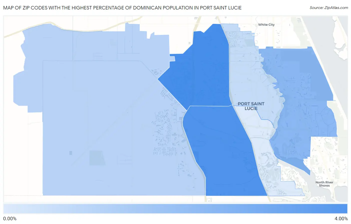 Zip Codes with the Highest Percentage of Dominican Population in Port Saint Lucie Map