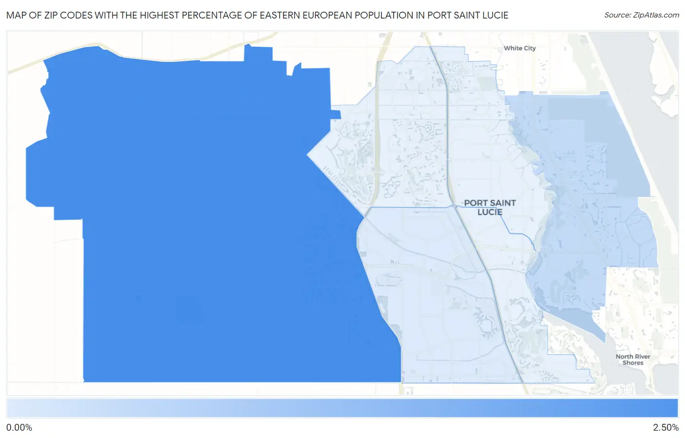 Zip Codes with the Highest Percentage of Eastern European Population in Port Saint Lucie Map