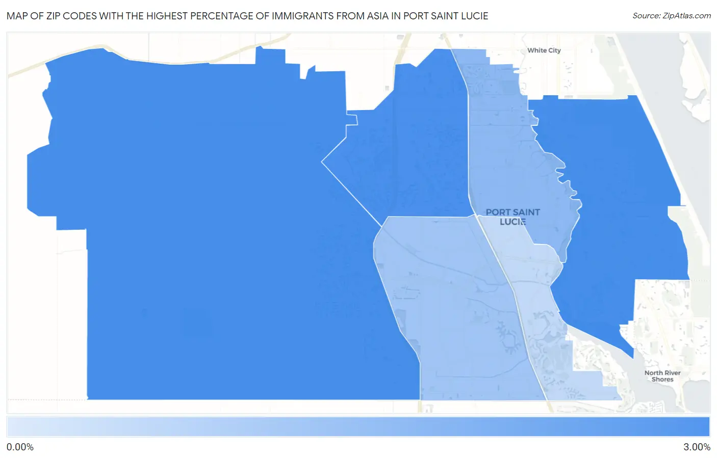 Zip Codes with the Highest Percentage of Immigrants from Asia in Port Saint Lucie Map