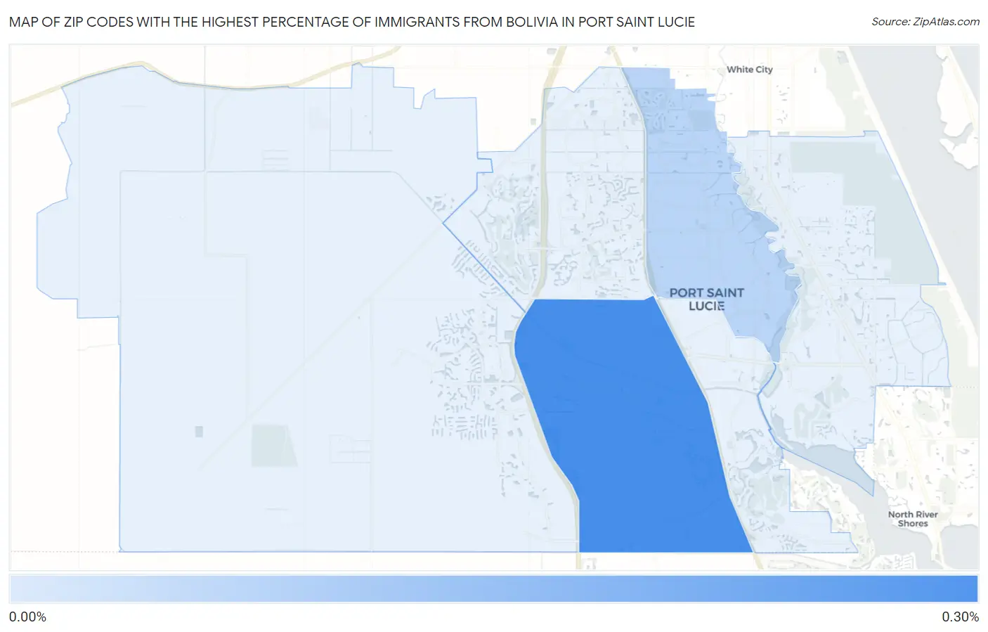 Zip Codes with the Highest Percentage of Immigrants from Bolivia in Port Saint Lucie Map