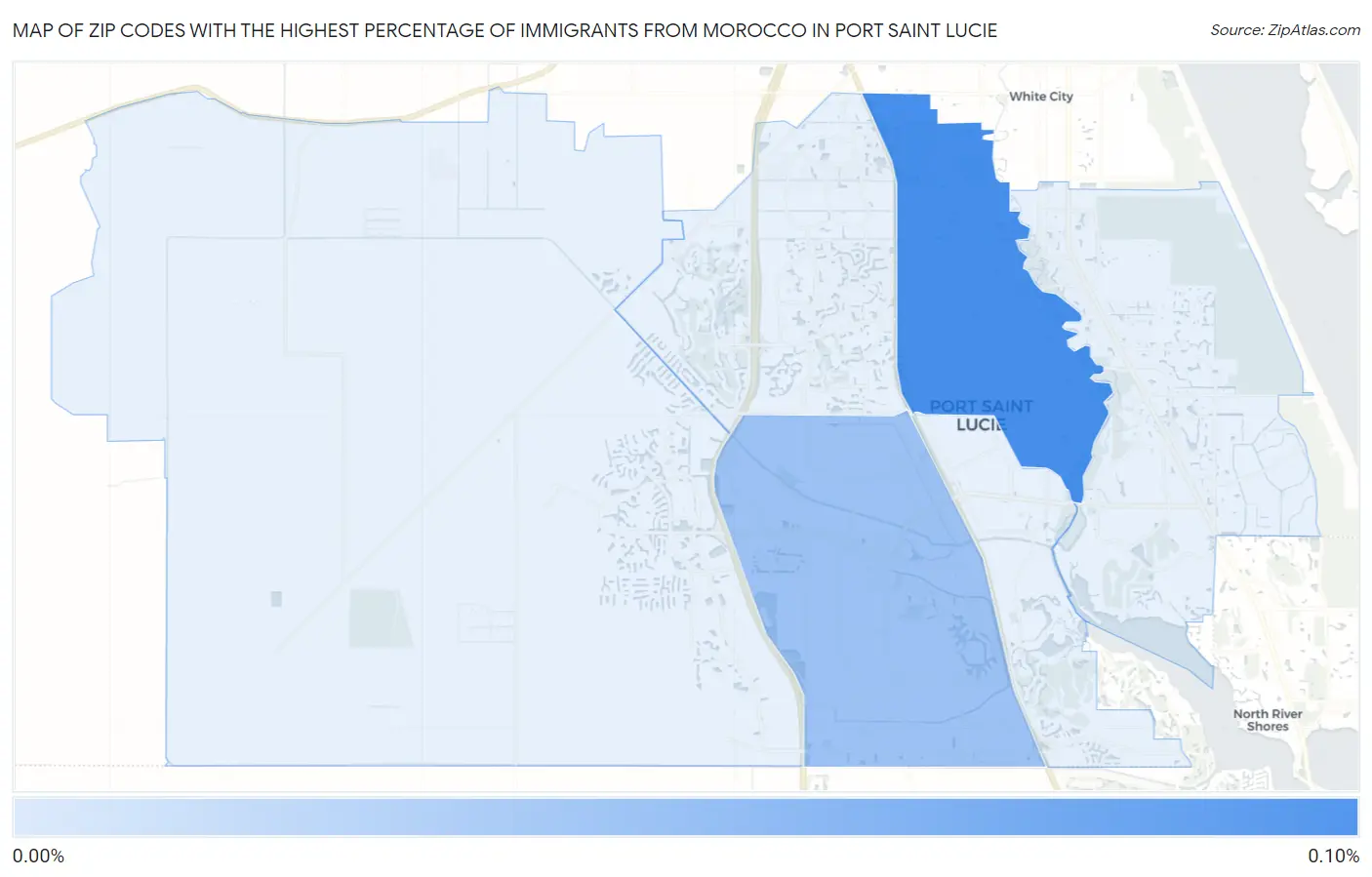 Zip Codes with the Highest Percentage of Immigrants from Morocco in Port Saint Lucie Map