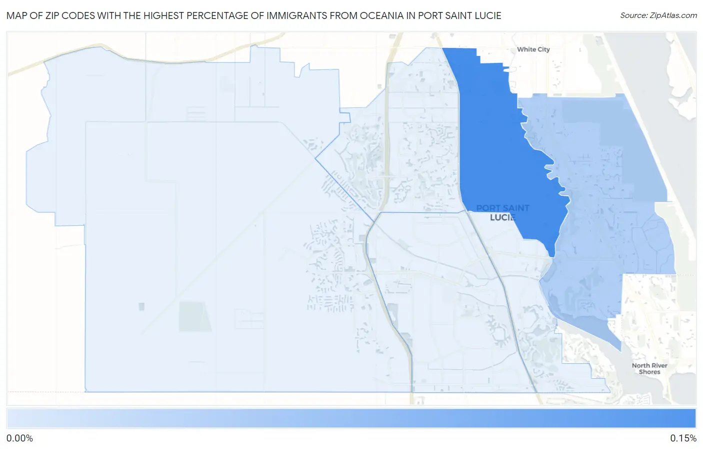 Zip Codes with the Highest Percentage of Immigrants from Oceania in Port Saint Lucie Map