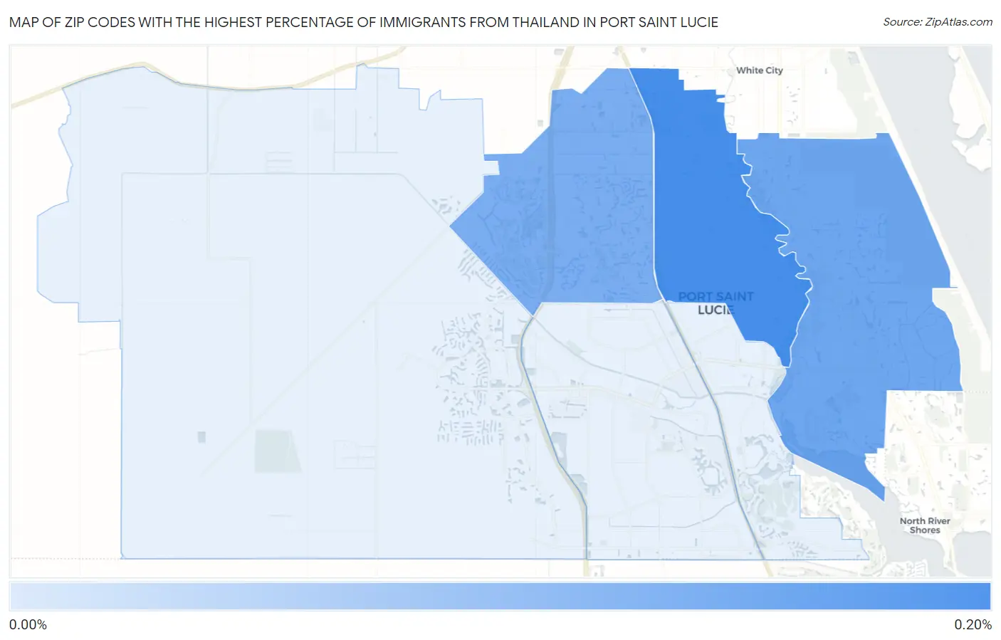 Zip Codes with the Highest Percentage of Immigrants from Thailand in Port Saint Lucie Map