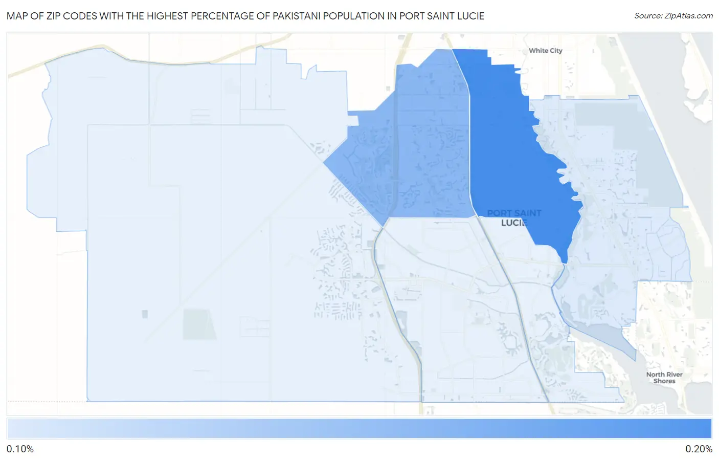 Zip Codes with the Highest Percentage of Pakistani Population in Port Saint Lucie Map