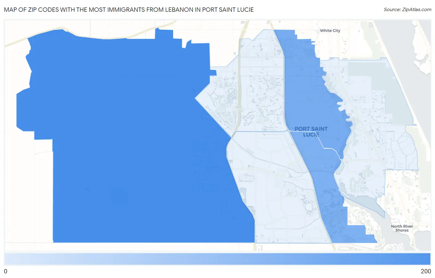 Zip Codes with the Most Immigrants from Lebanon in Port Saint Lucie Map