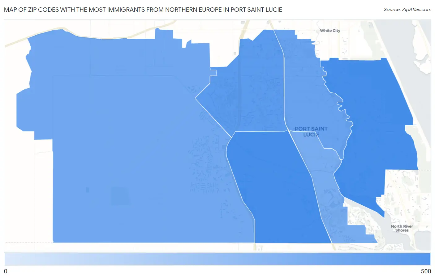 Zip Codes with the Most Immigrants from Northern Europe in Port Saint Lucie Map