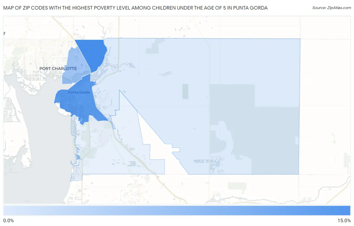 Zip Codes with the Highest Poverty Level Among Children Under the Age of 5 in Punta Gorda Map