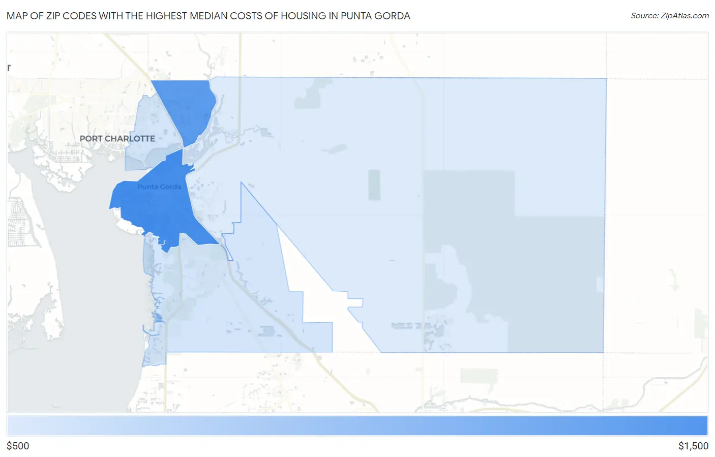 Zip Codes with the Highest Median Costs of Housing in Punta Gorda Map