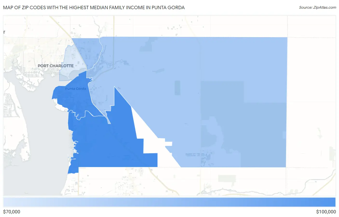 Zip Codes with the Highest Median Family Income in Punta Gorda Map