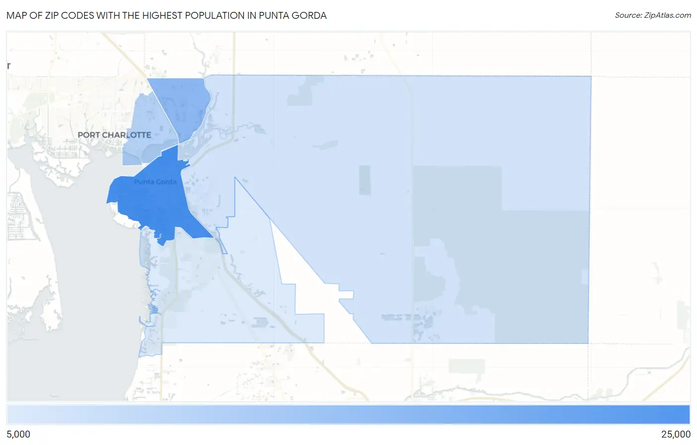 Zip Codes with the Highest Population in Punta Gorda Map