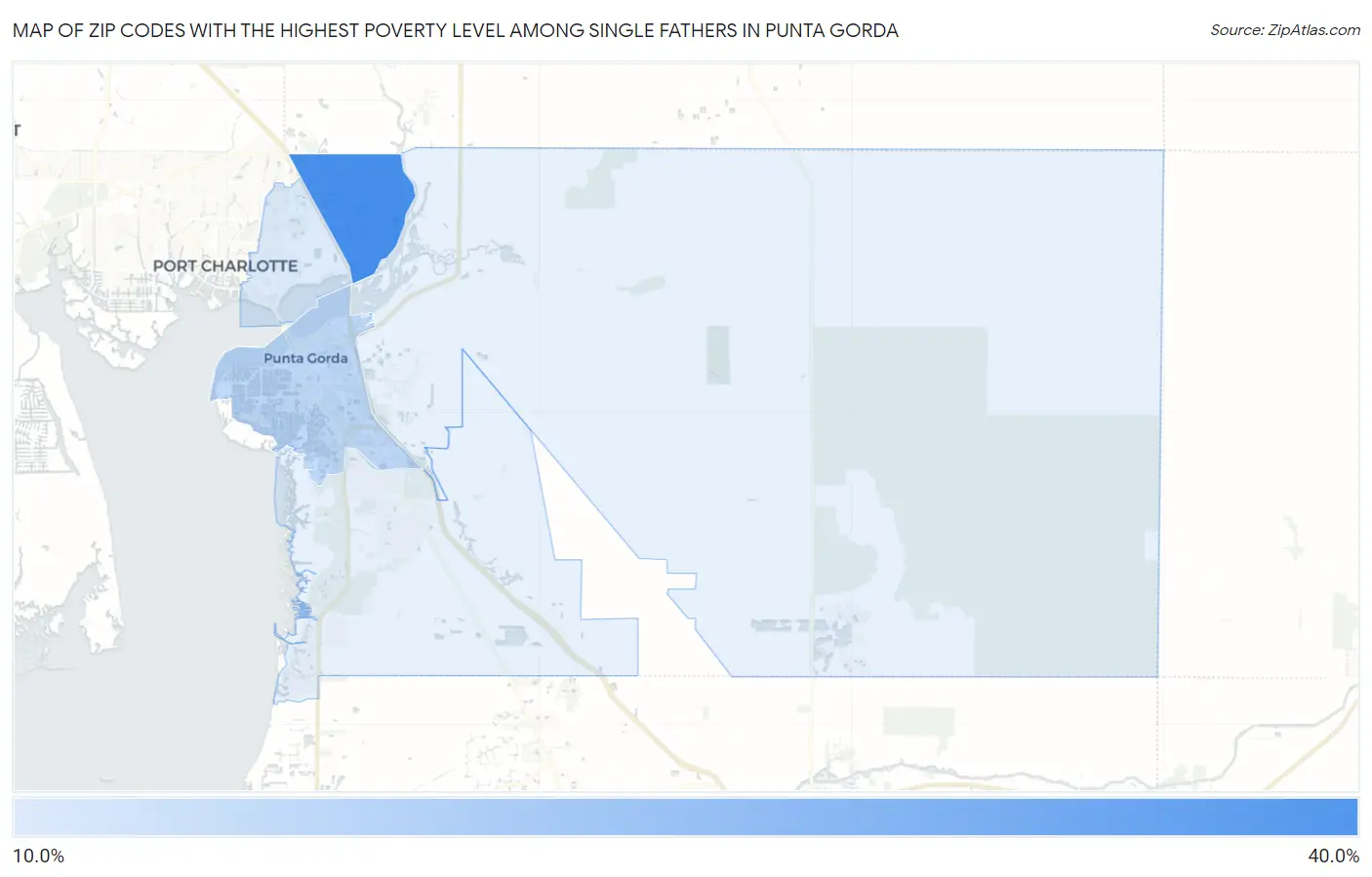 Zip Codes with the Highest Poverty Level Among Single Fathers in Punta Gorda Map