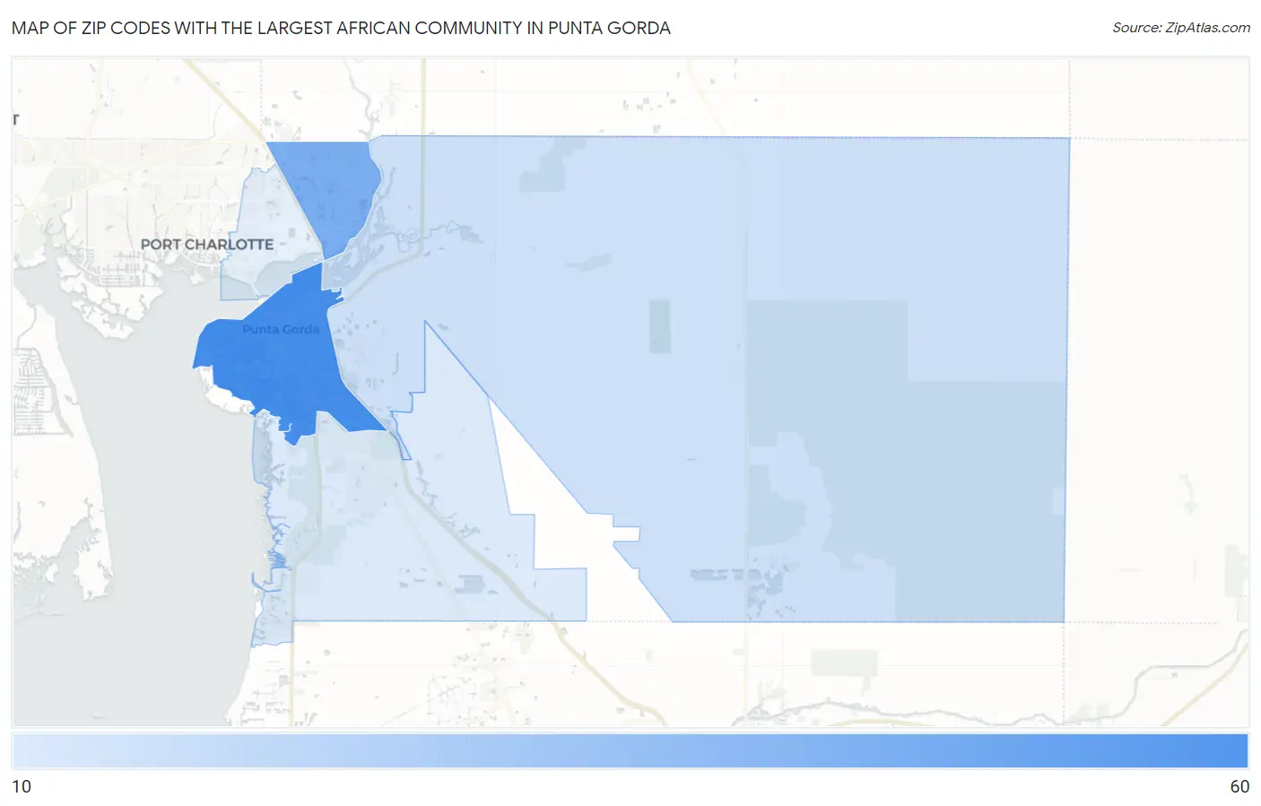 Zip Codes with the Largest African Community in Punta Gorda Map