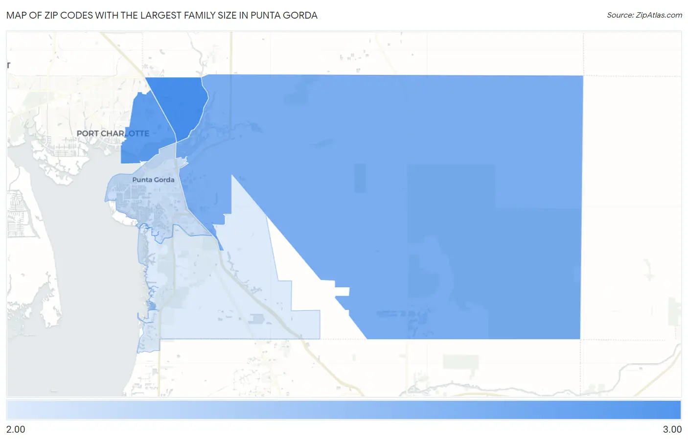 Zip Codes with the Largest Family Size in Punta Gorda Map