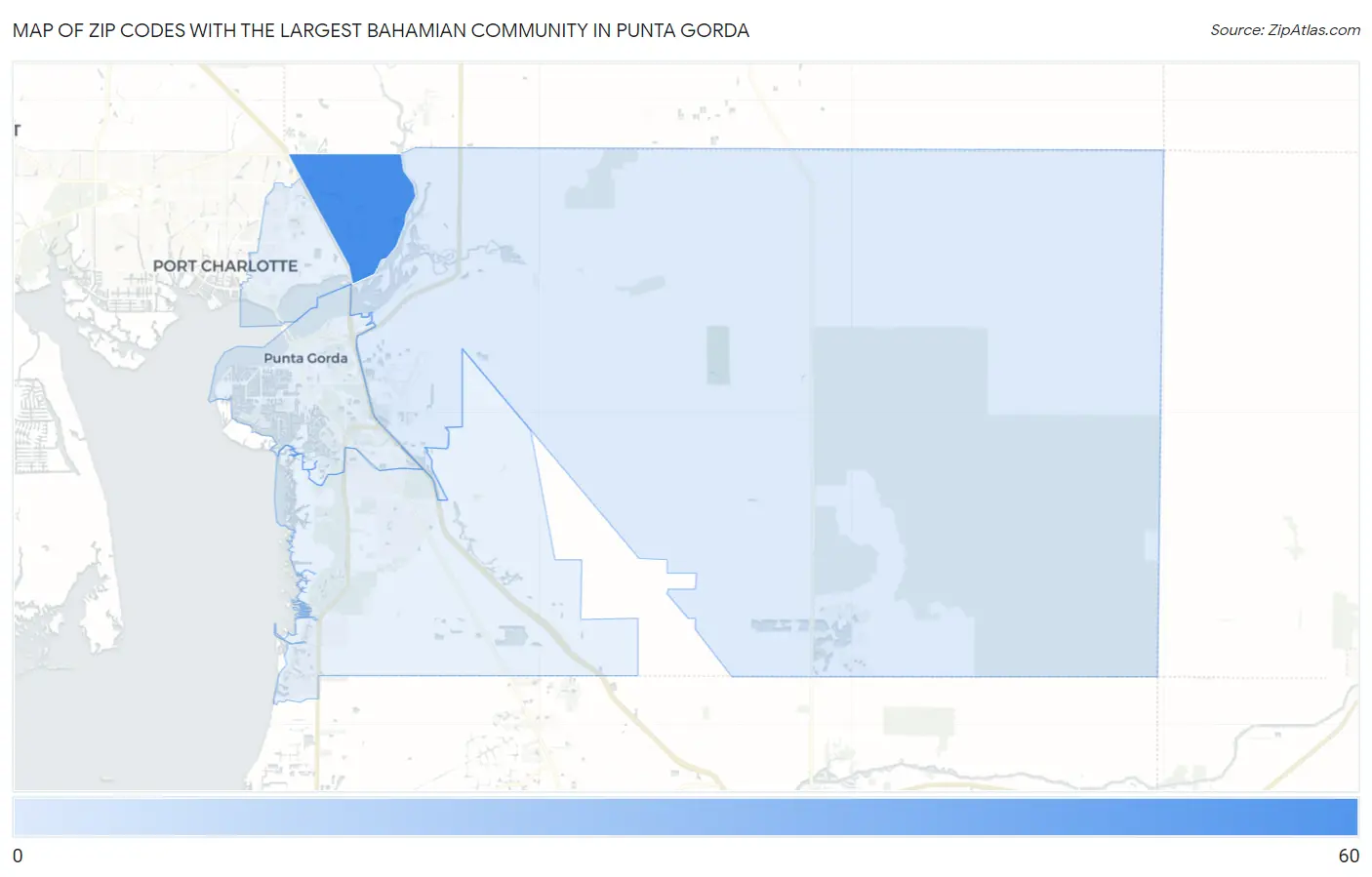 Zip Codes with the Largest Bahamian Community in Punta Gorda Map